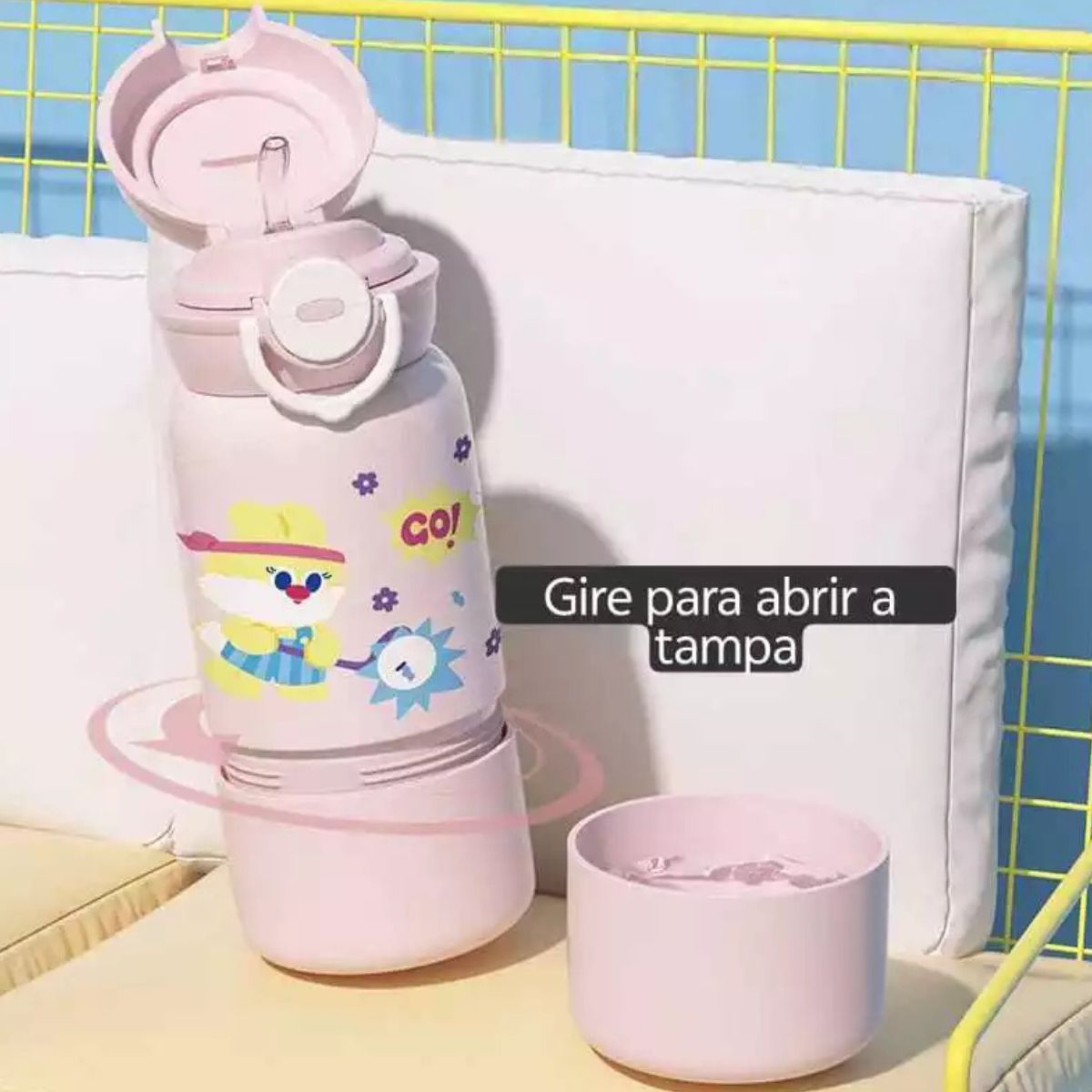 Garrafa Térmica Infantil Estampada Com Canudo 500ML - CGT4020