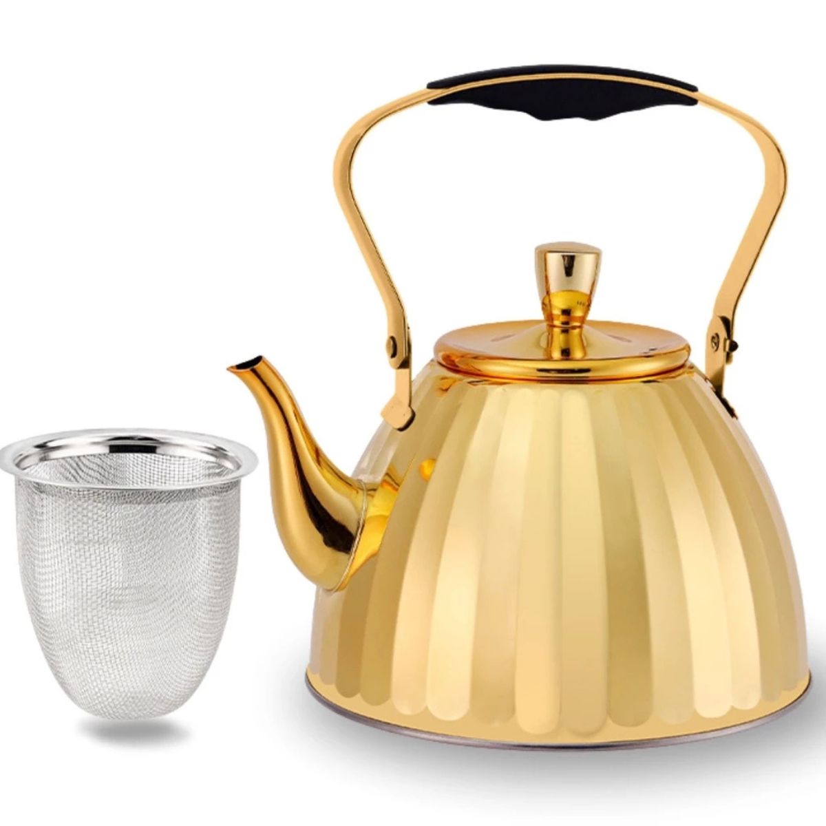 Chaleira Dourada Inox até 1,5L com Infusor Luxo Premium - IEC00001/2