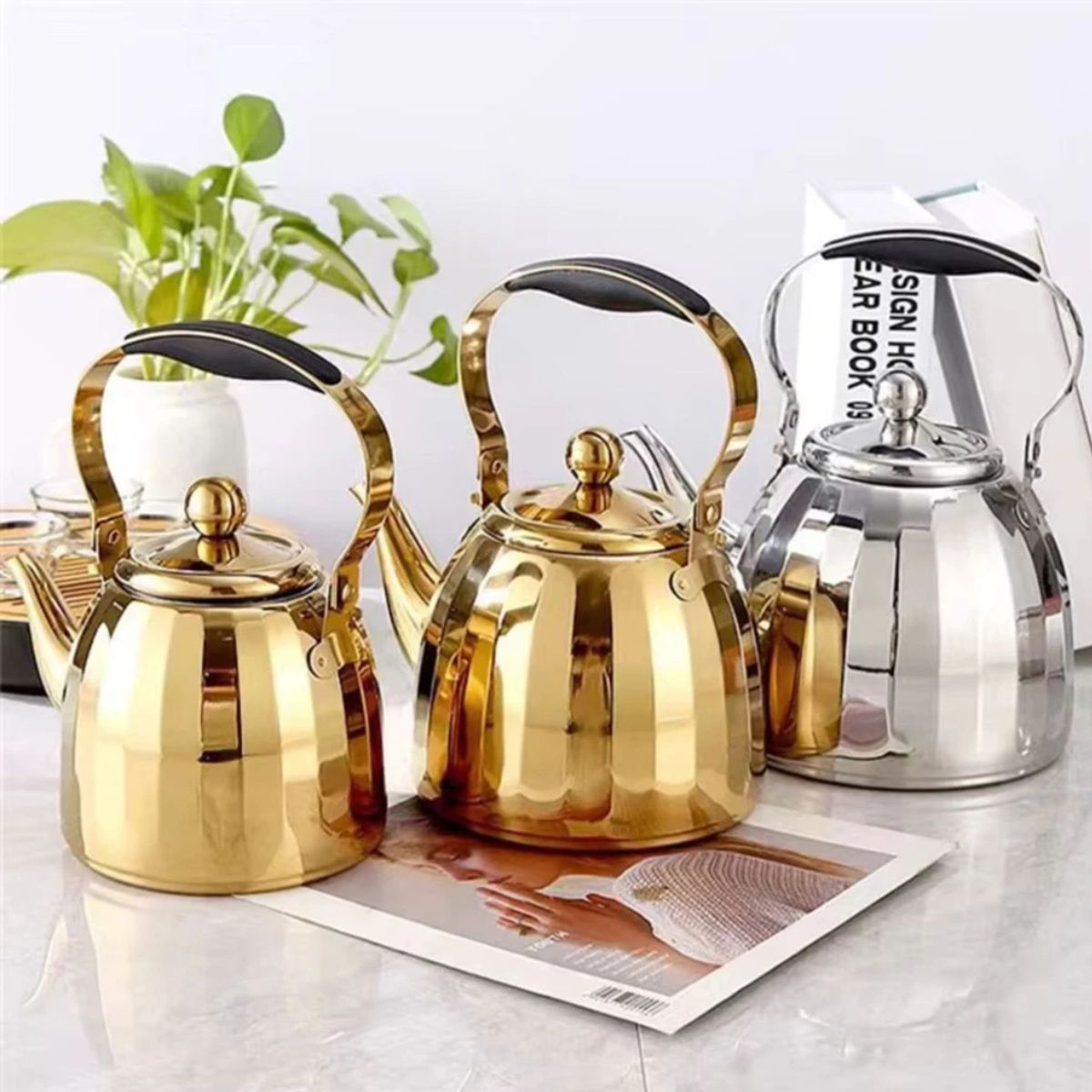 Chaleira Dourada Inox 1,5L com Infusor Luxo Premium | XDX Inox