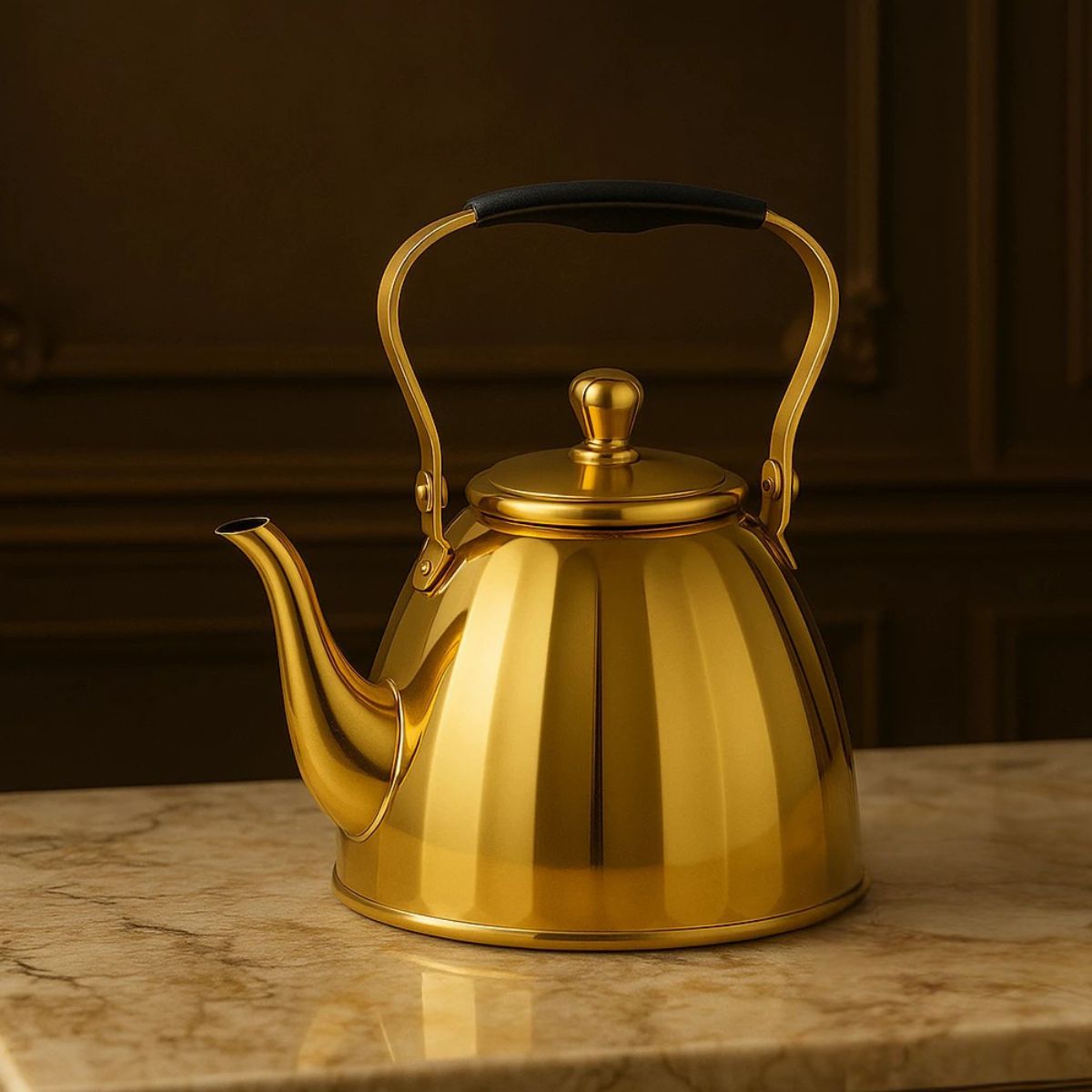 Chaleira Dourada Inox até 1,5L com Infusor Luxo Premium - IEC00001/2