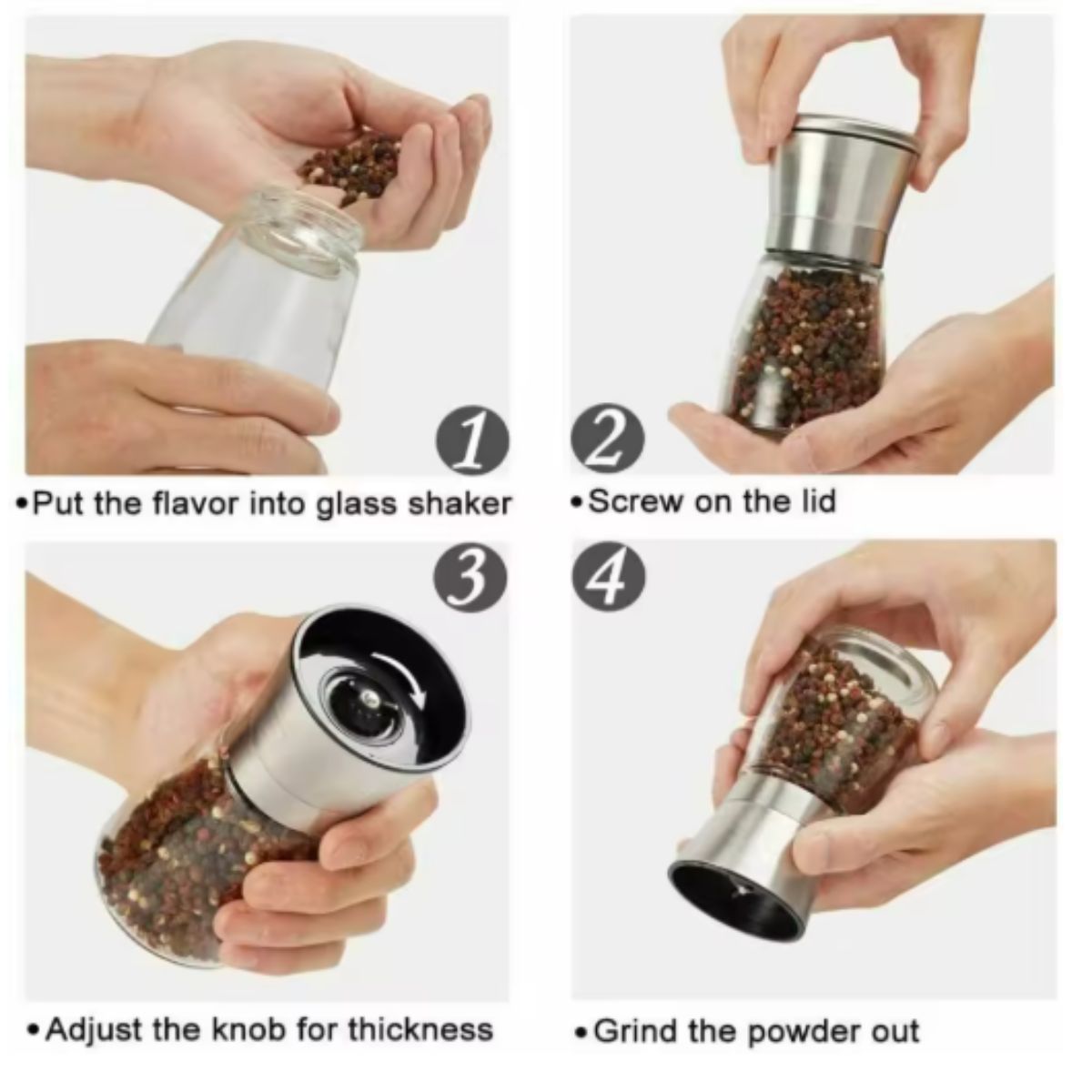Moedor de Pimenta e Sal com Moinho de Aço Inoxidável - XDX-2080-13