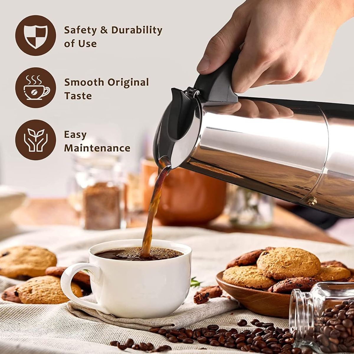 Cafeteira Italiana Inox com Alça Mimo Style para 9 Xícaras - XDX-915-10/11