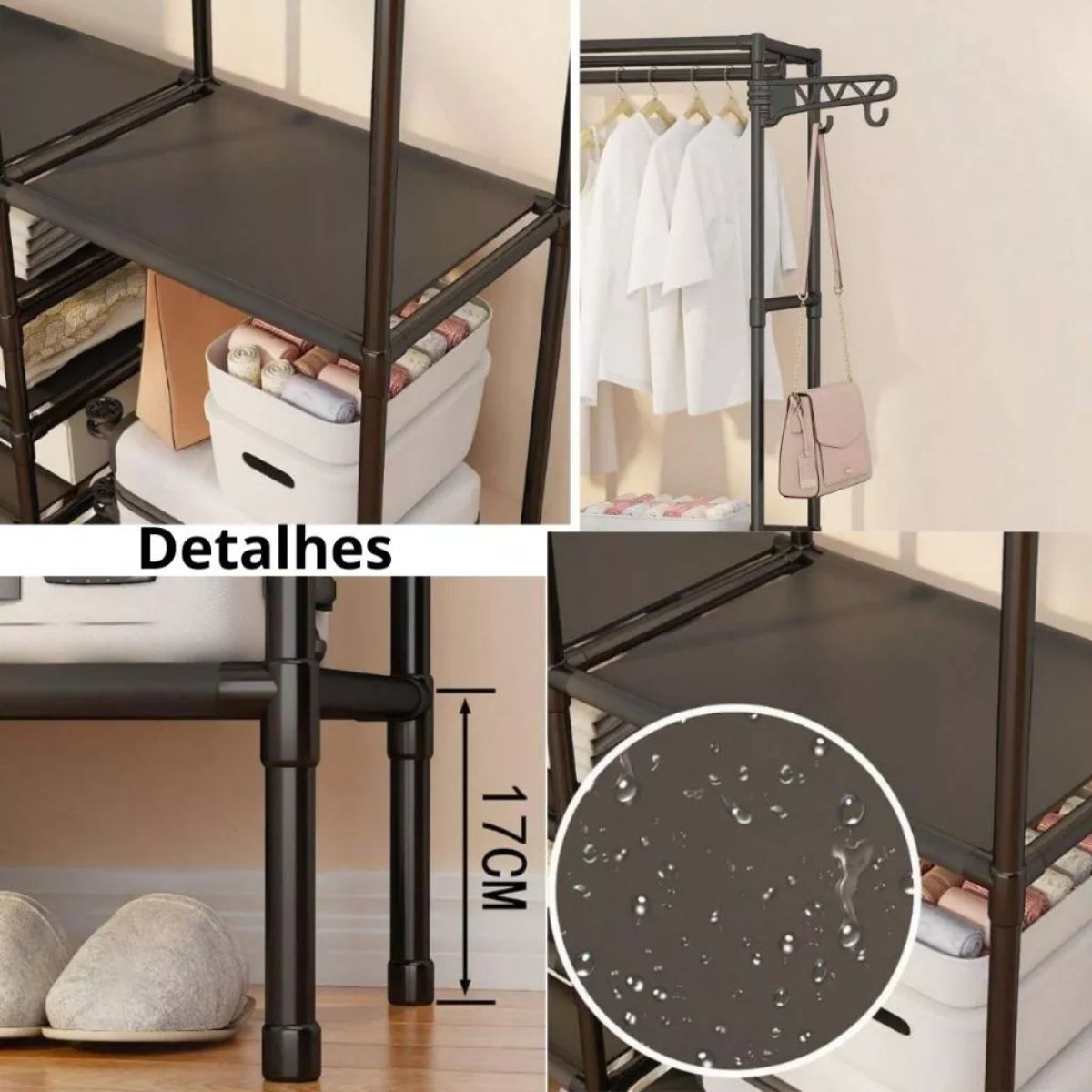 Organizador de Roupa Desmontável 3 Colunas para Closet - FOA00001