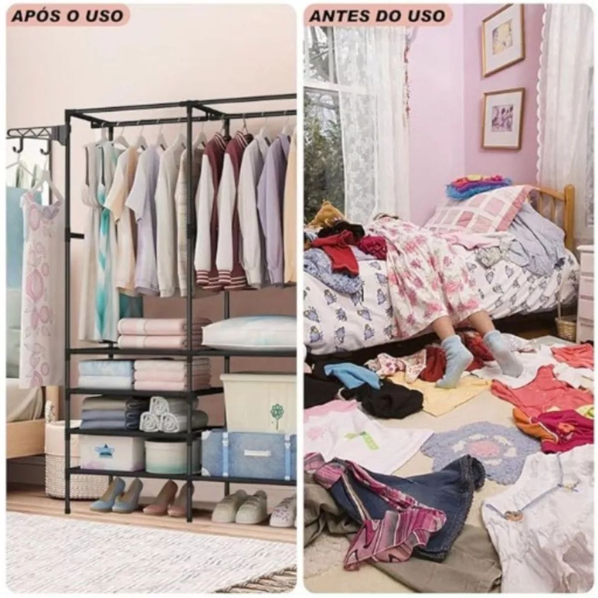 Organizador de Roupa Desmontável 3 Colunas para Closet - FOA00001