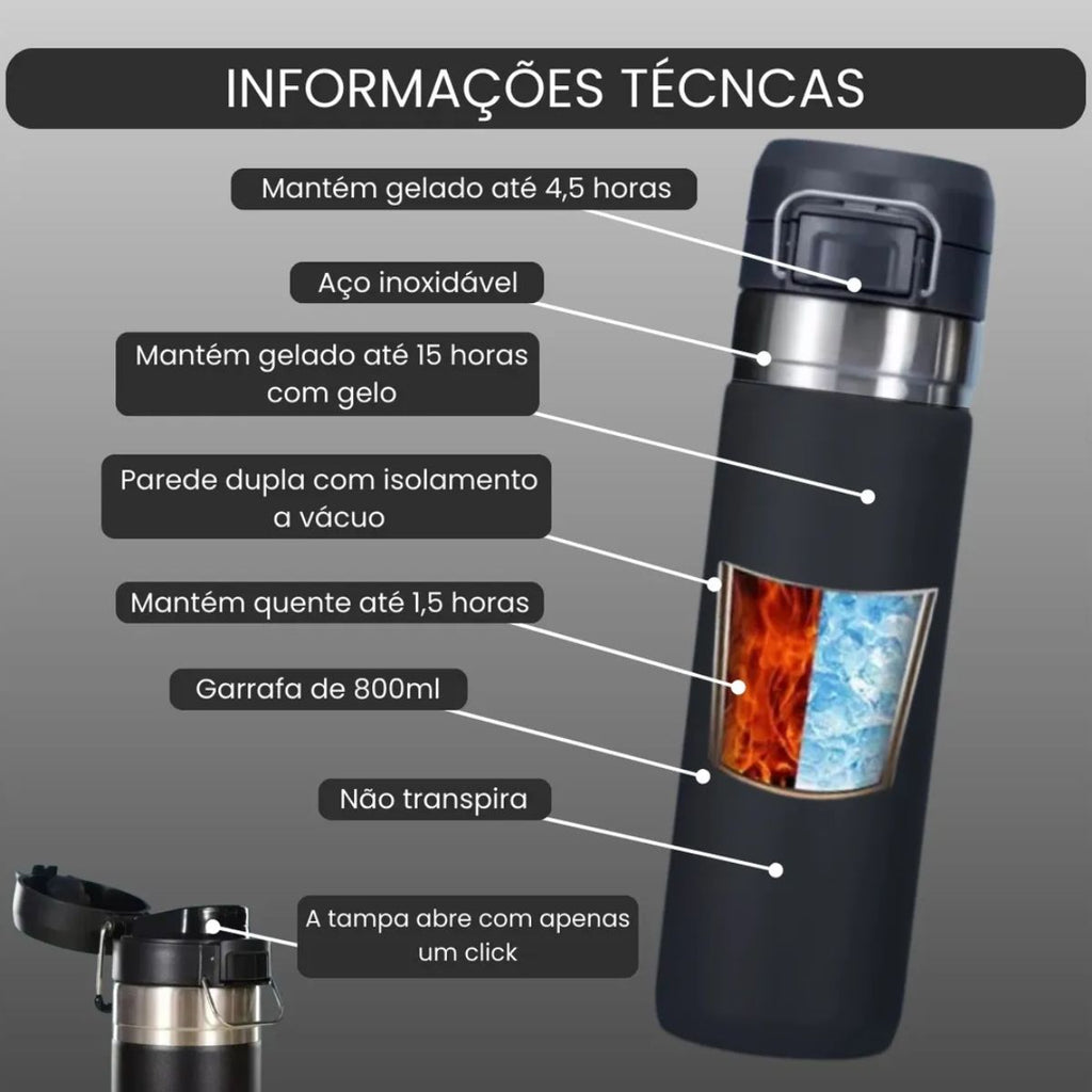 arrafa Térmica com Tampa Click, Trava de Segurança e Alça para Transporte - CGT2213