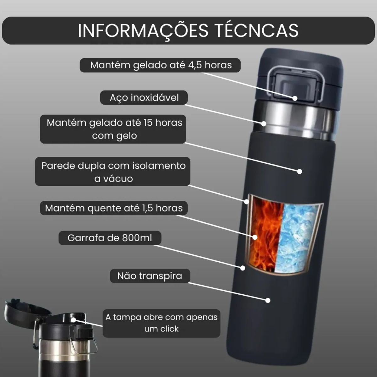 arrafa Térmica com Tampa Click, Trava de Segurança e Alça para Transporte - CGT2213