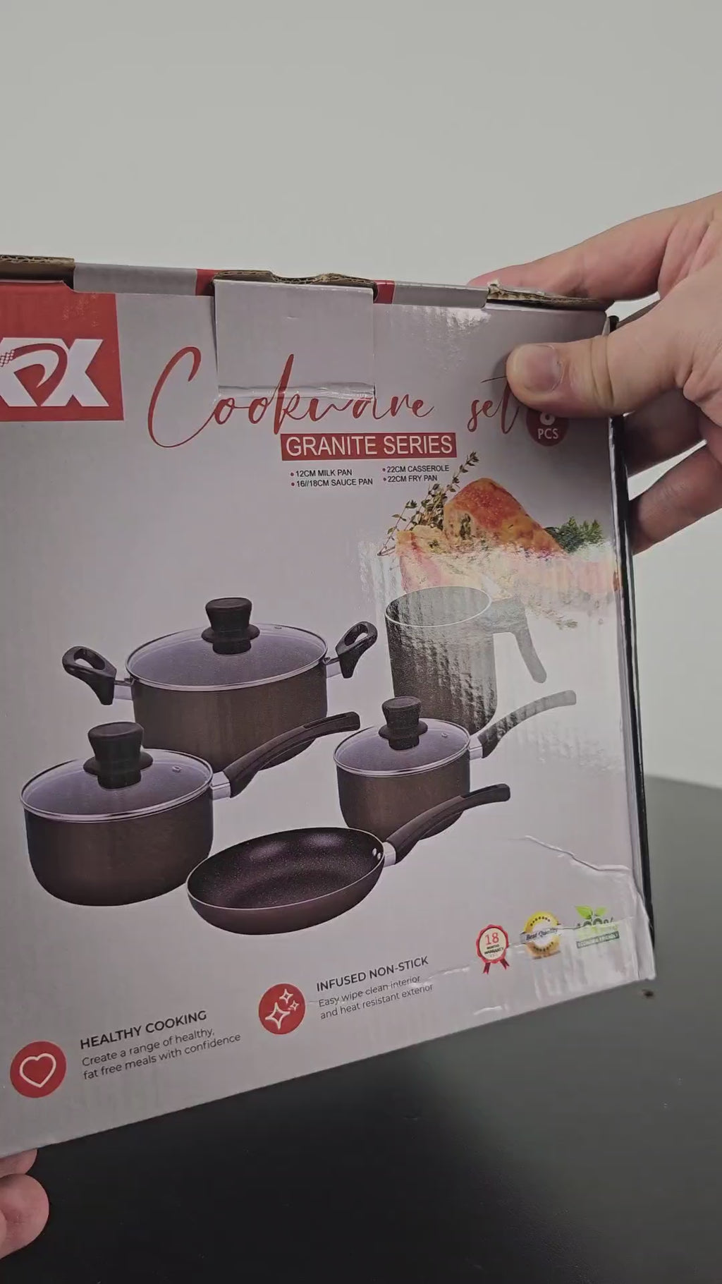 Jogo de Panelas Antiaderente Teflon 8 Peças com Tampas de Vidro Temperado - CPN0017