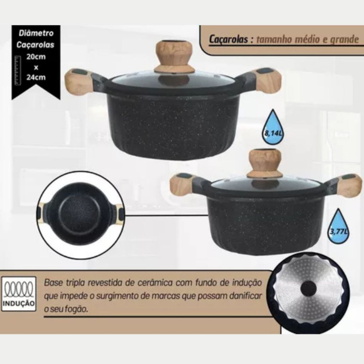 Jogo de Panelas Germany com Cerâmica Antiaderente Indução - IPJ00001