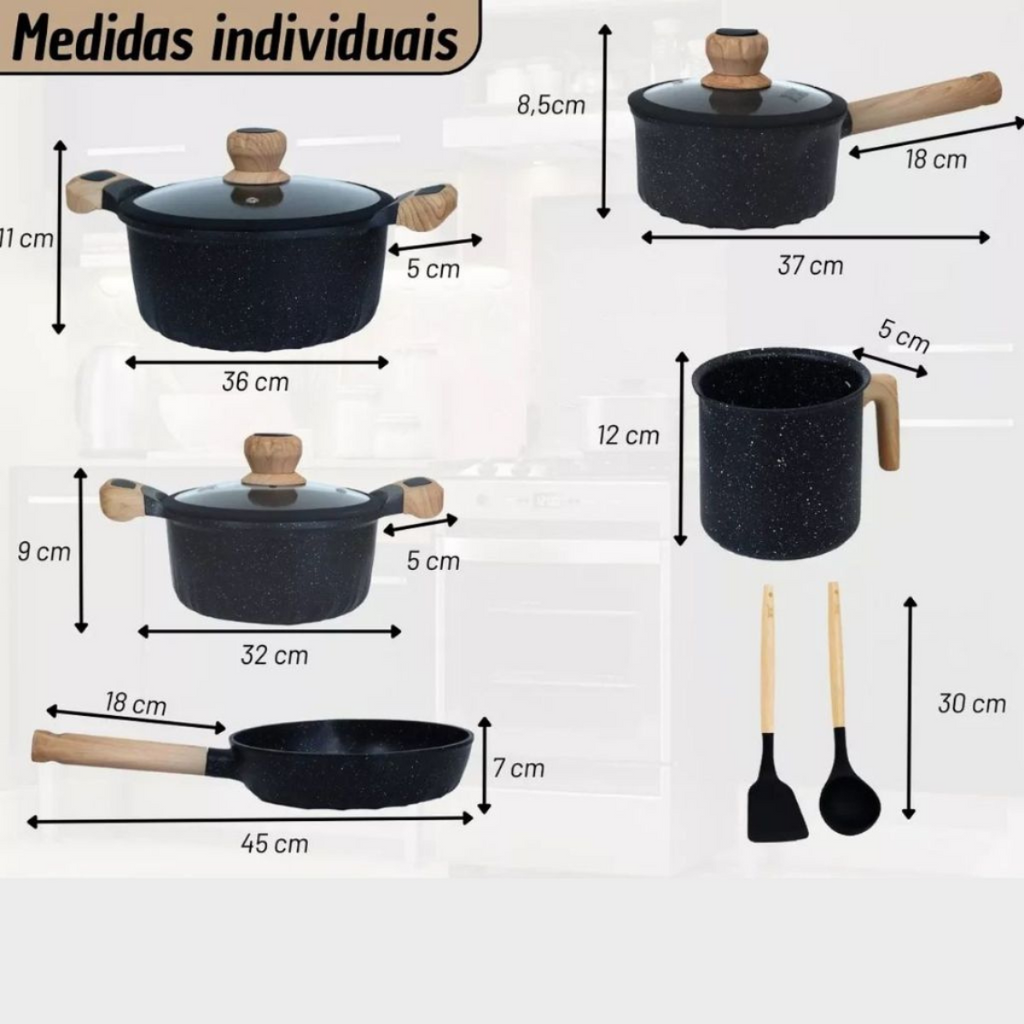 Jogo de Panelas Germany com Cerâmica Antiaderente Indução - IPJ00001